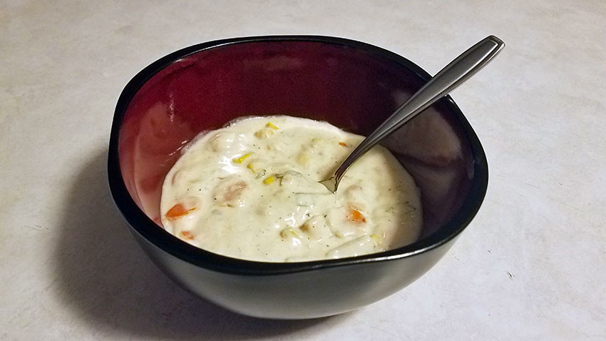 Seafood Chowder with Shrimp, Scallops, and Salmon (or Halibut)